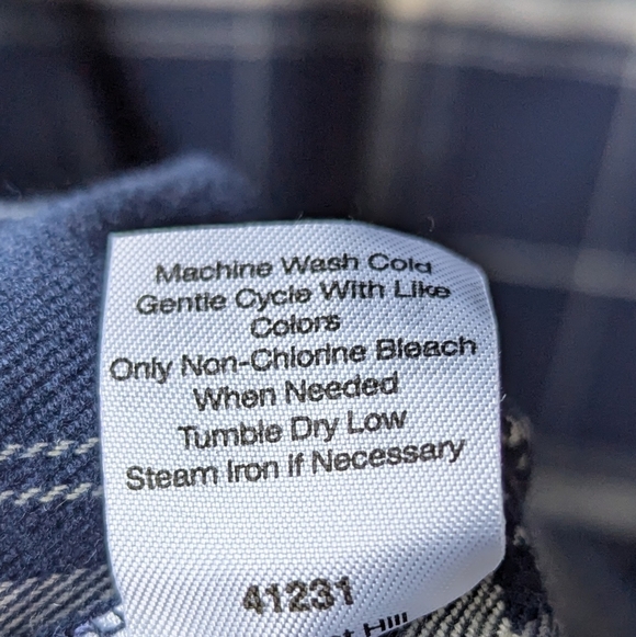 NWOT Garnet Hill Navy Blue Peruvian Cotton Plaid Midi Shirt Dress Size Large - Picture 8 of 9